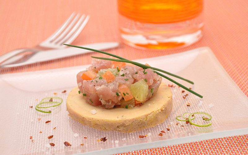 Foie gras de canard mi-cuit et son tartare de thon rouge Ernest Soulard