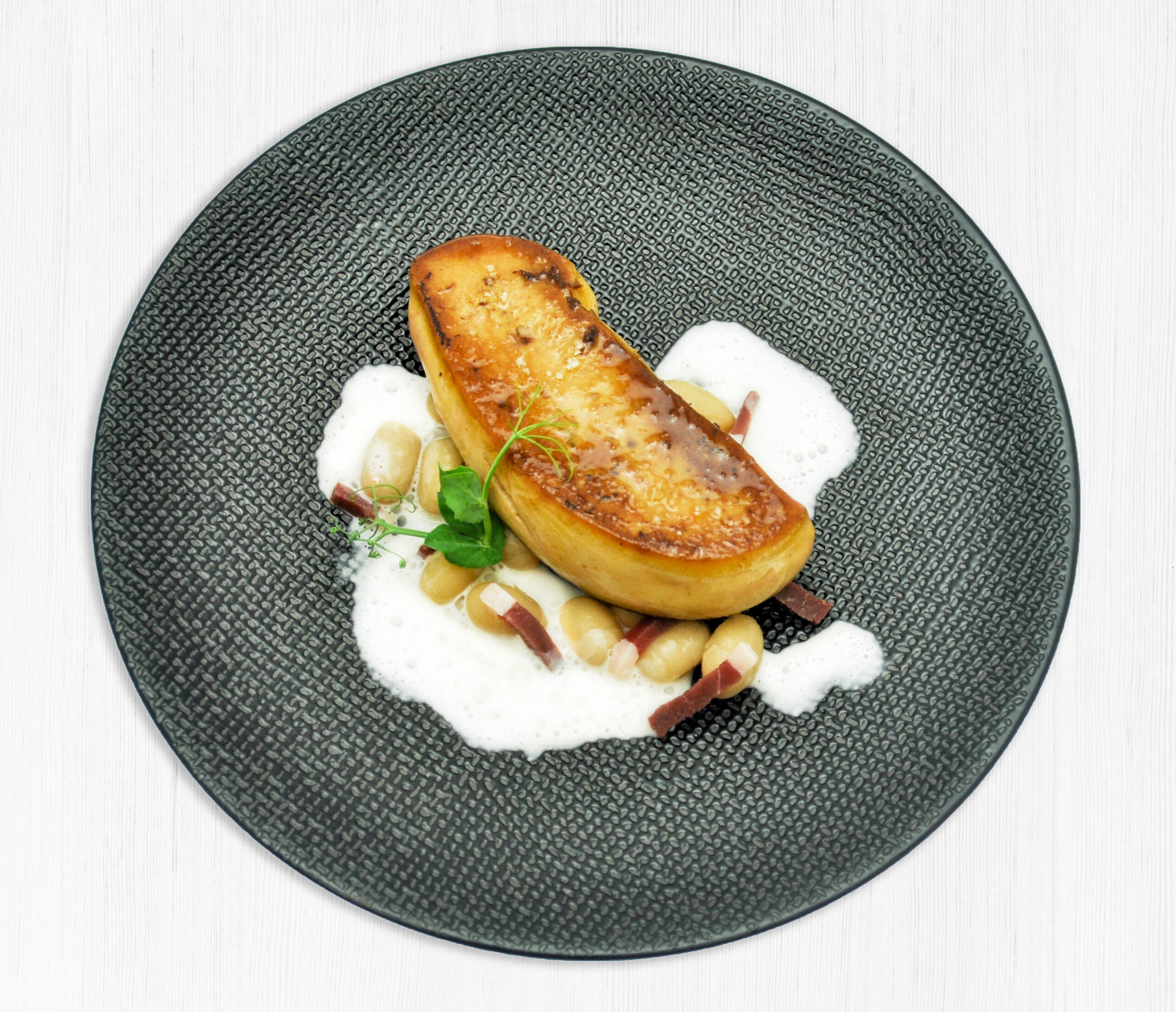 Escalopes de foie gras de canard poêlées aux mogettes Ernest Soulard